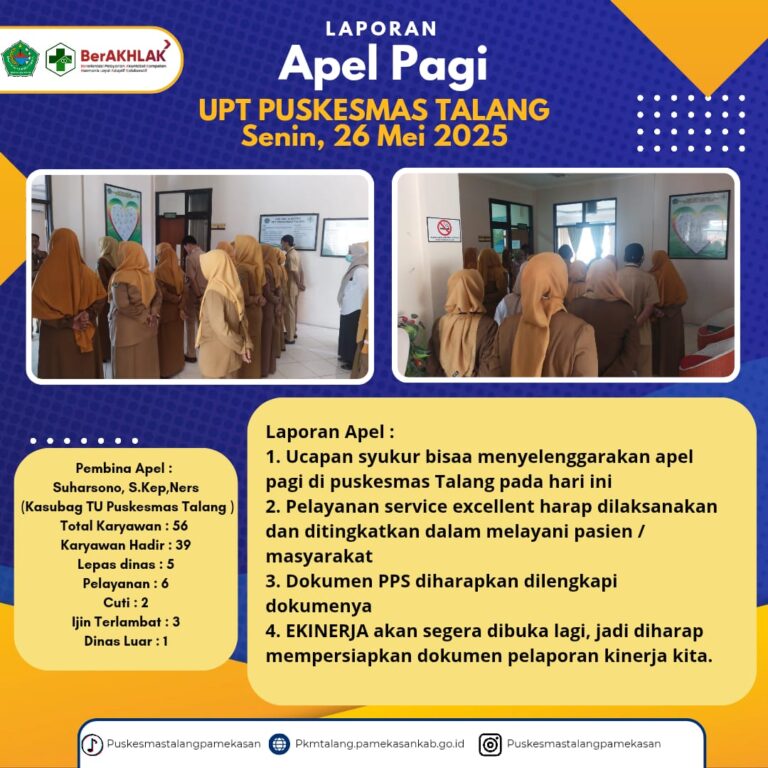 APEL PAGI SENIN 26 MEI 2025 UPT PUSKESMAS TALANG