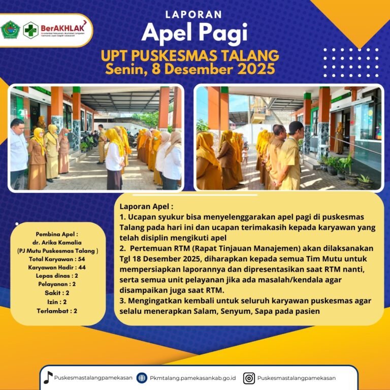 APEL PAGI SENIN, 8 DESEMBER 2025 UPT PUSKESMAS TALANG